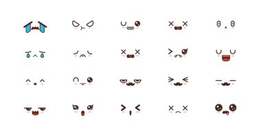 Kawaii gülümseme ifadeleri. Japon emoji