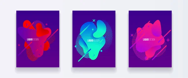 Conjunto de cubiertas abstractas de formas líquidas — Vector de stock