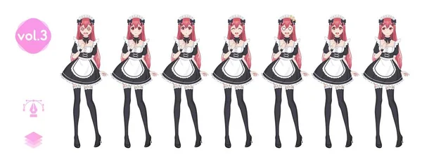 Anime manga flicka. Kostym av maid café — Stock vektor