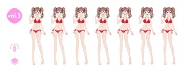 Anime manga kız. Yaz bikini mayoyla