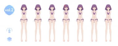 Anime manga kız. Yaz bikini mayoyla