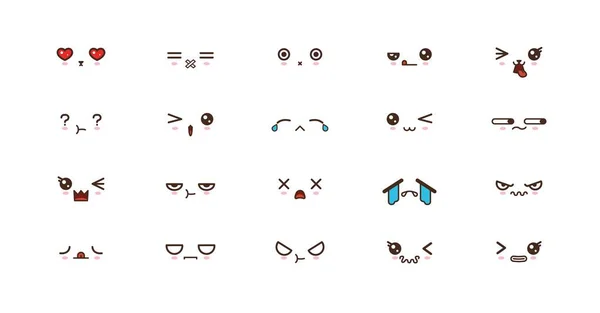 Kawaii leuke gezichten glimlach emoticons. Japanse emoji — Stockvector