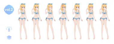 Anime manga kız. Yaz bikini mayoyla