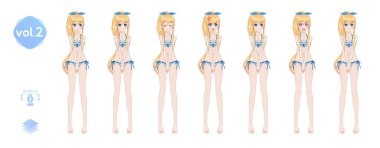 Anime manga kız. Yaz bikini mayoyla