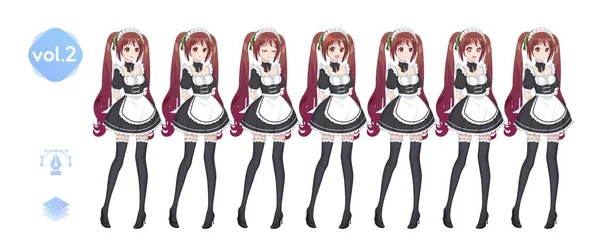 Anime manga flicka. Kostym av maid café — Stock vektor