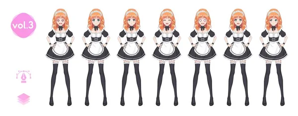 Anime manga flicka. Kostym av maid café — Stock vektor