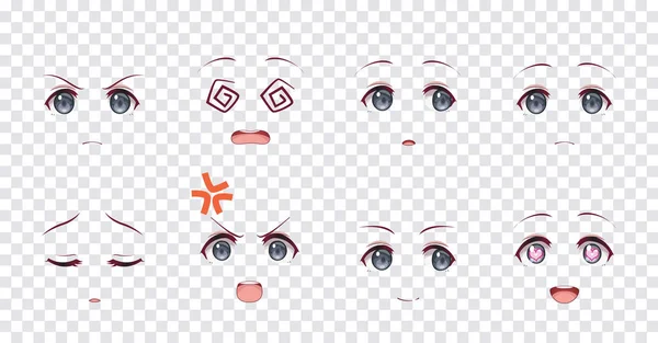 Olhos Azuis Das Emo??es De Meninas Do Manga Do Anime Ilustração do Vetor -  Ilustração de emoticon, feliz: 148813357