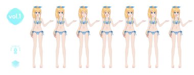 Anime manga kız. Yaz bikini mayoyla