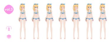 Anime manga kız. Yaz bikini mayoyla