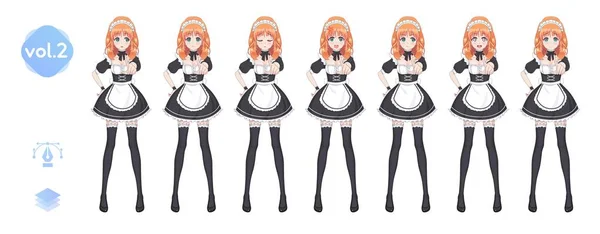 Anime manga flicka. Kostym av maid café — Stock vektor