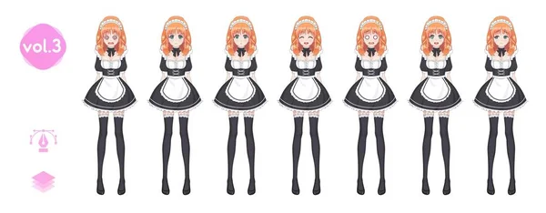 Anime manga flicka. Kostym av maid café — Stock vektor