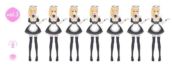 Anime manga flicka. Kostym av maid café — Stock vektor