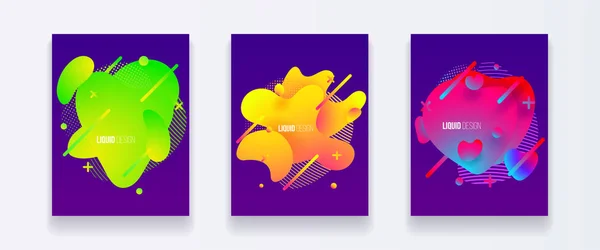 Conjunto de diseño abstracto de formas líquidas — Vector de stock