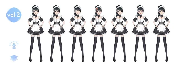 Anime manga flicka. Kostym av maid café — Stock vektor