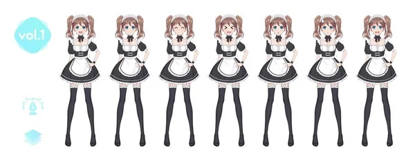 Anime manga girl. Costume de café de bonne — Image vectorielle