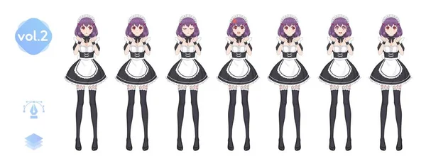 Anime manga kız. Kostüm hizmetçi Cafe — Stok Vektör