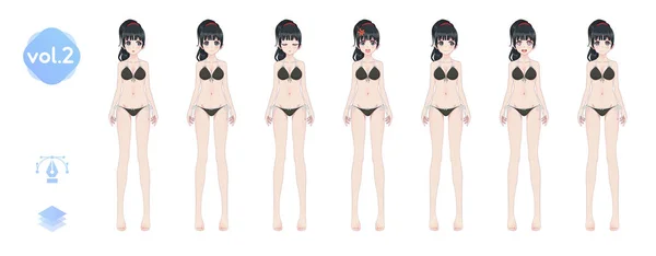 Anime-manga meisje. In een zomer bikini badpak — Stockvector