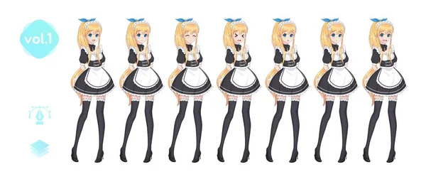 Anime manga girl. Costume de café de bonne — Image vectorielle