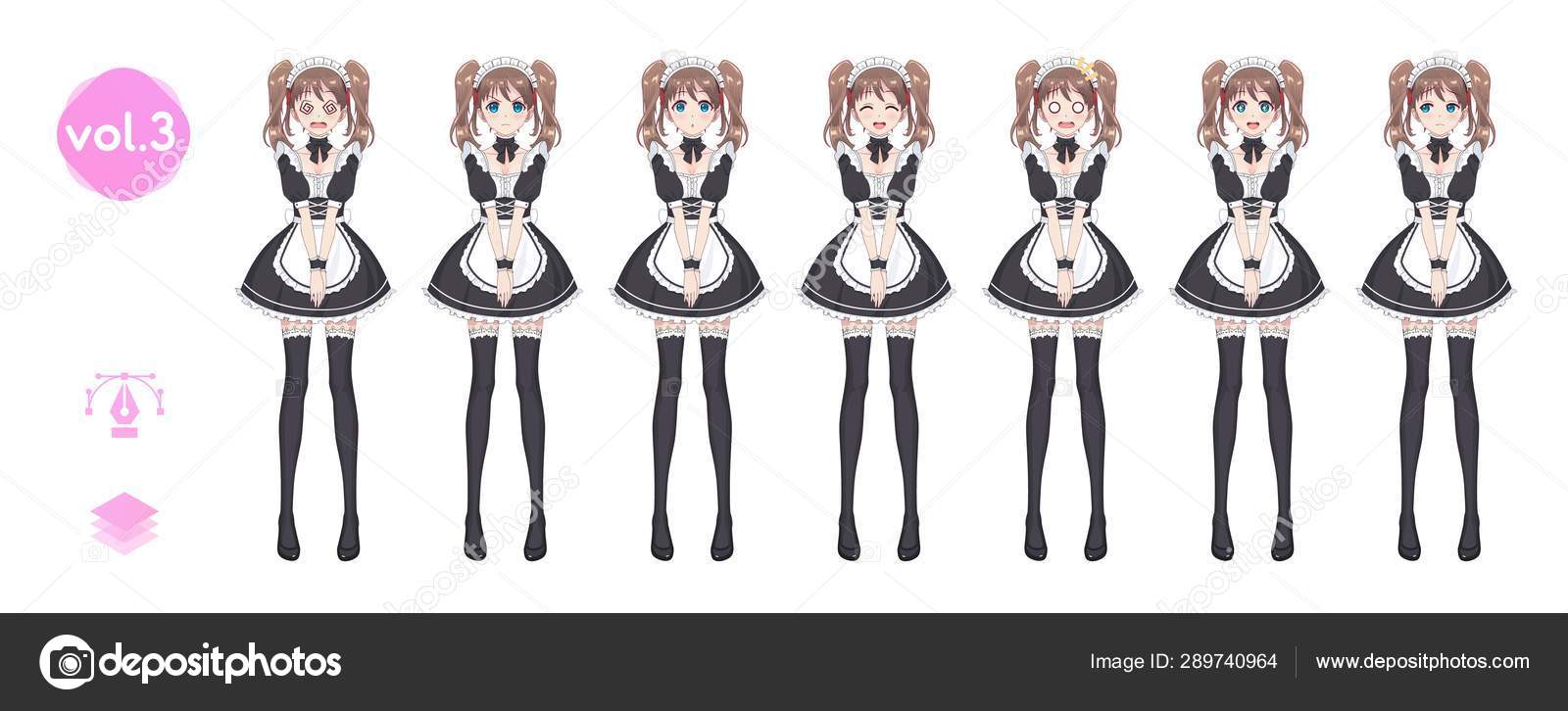 Anime manga girl. Costume of maid cafe Stock Vector by ©Apoev 289740964