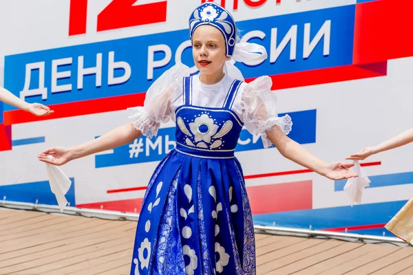 Rusland Vladivostok 2018 Portret Van Schattig Meisje Weared Traditionele Russische — Stockfoto