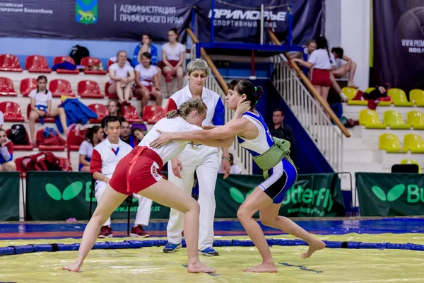 Rusia Vladivostok 2018 Concurso Sumo Entre Niñas Nacidas 2003 2004 — Foto de Stock