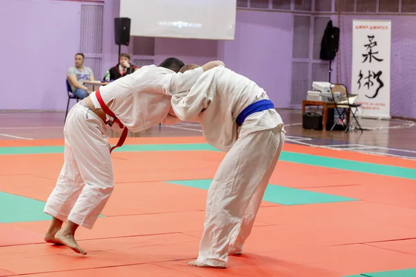 Rusia Vladivostok 2018 Jiu Jitsu Luptă Concurență Între Bărbați Arte — Fotografie, imagine de stoc