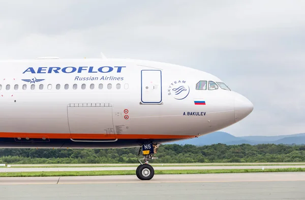 Rússia Vladivostok 2019 Avião Passageiros Airbus A330 Aeroflot Airlines Depois — Fotografia de Stock