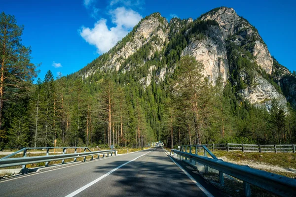 Hermoso Camino Montaña Con Árboles Bosques Montañas Los Fondos Tomado — Foto de Stock