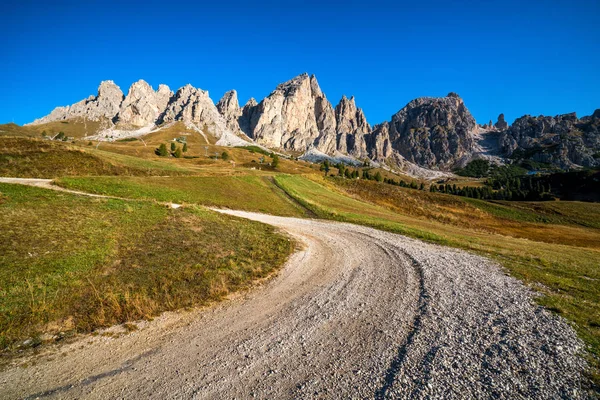 Onverharde Weg Wandelpad Bijhouden Berg Dolomieten Italië Voor Pizes Cir — Stockfoto