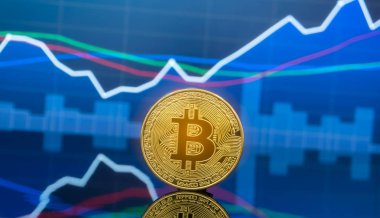Bitcoin ve kavram - yatırım cryptocurrency fiziksel metal Bitcoin paralar ile küresel ticaret Döviz piyasa fiyatı grafiği içinde belgili tanımlık geçmiş.