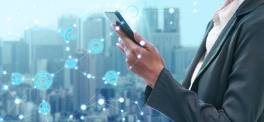 Cep telefonu ağ ve kablosuz iletişim kavramı - Internet of Things (çok), bilgi iletişim teknolojileri (ICT )