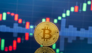 Bitcoin ve kavram - yatırım cryptocurrency fiziksel metal Bitcoin paralar ile küresel ticaret Döviz piyasa fiyatı grafiği içinde belgili tanımlık geçmiş.