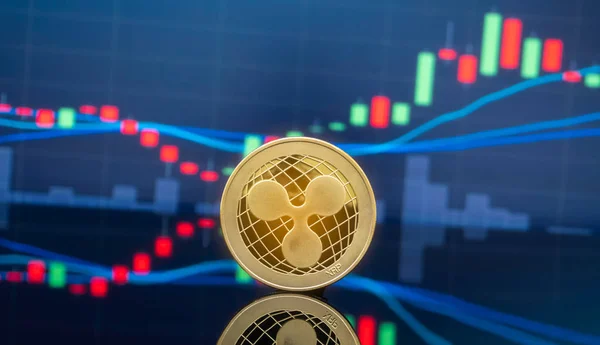 Onda Xrp Concepto Inversión Criptomoneda Metales Físicos Monedas Onduladas Con —  Fotos de Stock