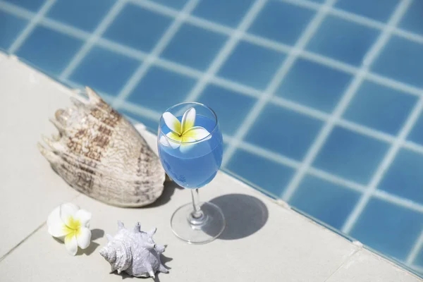 Conceito Verão Copo Coquetel Piscina Resort Hotel Luxo Com Outros — Fotografia de Stock