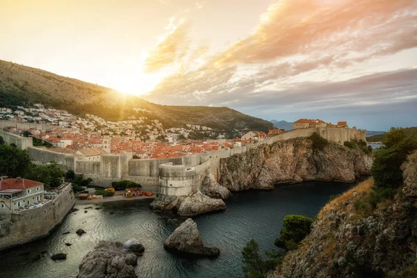 Amanecer Escénico Casco Antiguo Dubrovnik Dalmacia Croacia Destino Turístico Prominente — Foto de Stock