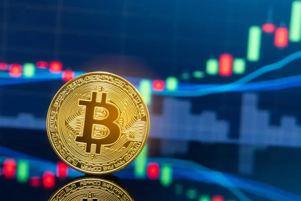 Bitcoin ve kavram - yatırım cryptocurrency fiziksel metal Bitcoin paralar ile küresel ticaret Döviz piyasa fiyatı grafiği içinde belgili tanımlık geçmiş.