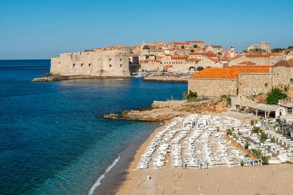 Beach Dubrovnik Óvárosának Szívében Dalmácia Horvátország Banje Strandja Híres Dubrovnik — Stock Fotó