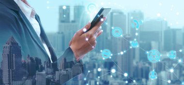 Cep telefonu ağ ve kablosuz iletişim kavramı - Internet of Things (çok), bilgi iletişim teknolojileri (ICT )