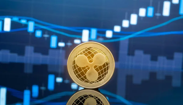 Ripple Xrp Cryptocurrency Investing Concept Physical Metal Ripple Coins Global — Stock Photo, Image