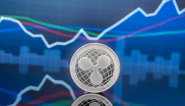 Gyűrűző Xrp Cryptocurrency Fogalom Befektetés Globális Kereskedelmi Exchange Piaci Chart — Stock Fotó