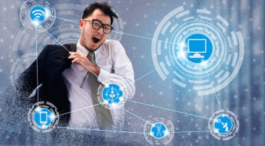 Akıllı şehir kablosuz iletişim ağı Internet şeyler (çok) ve bilgi iletişim teknolojisi (ICT) modern şehir binaları içinde belgili tanımlık geçmiş karşı grafik gösteren kavramı ile.