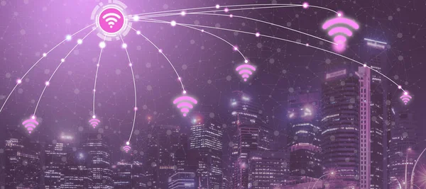 Smart City Wireless Communication Network Mit Grafischer Darstellung Des Konzepts — Stockfoto
