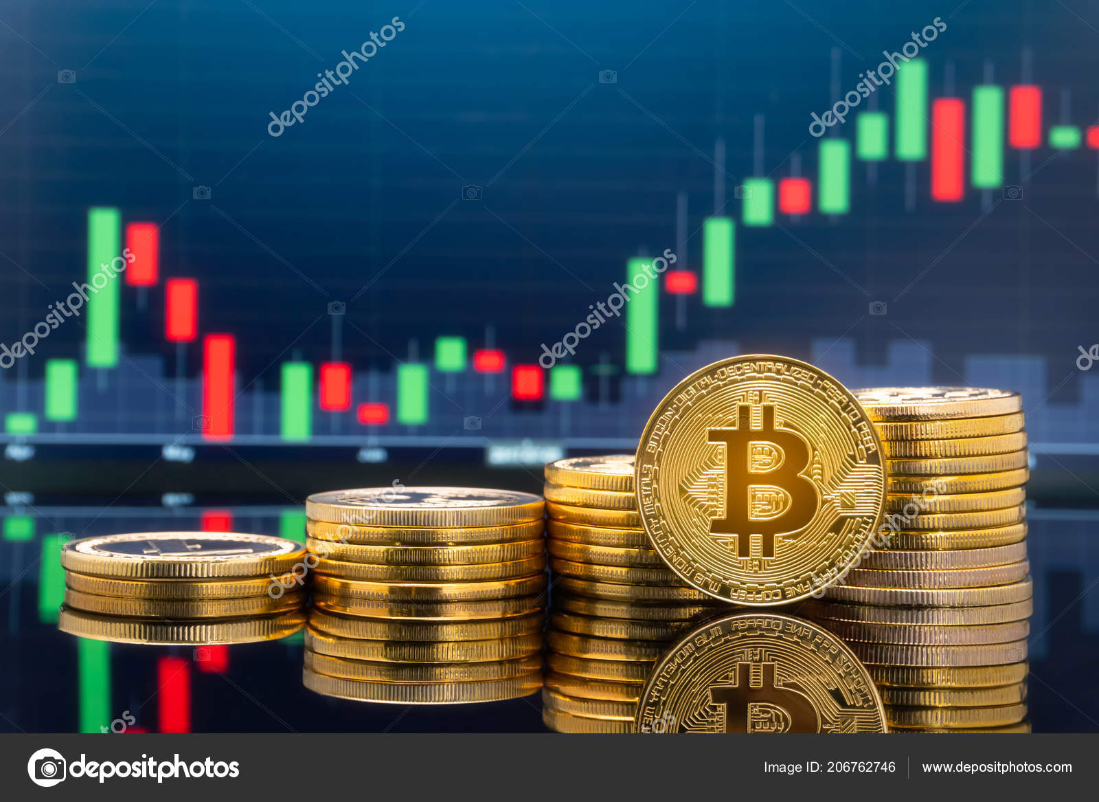 Concepto Inversión Bitcoin Criptomoneda Monedas Bitcoin Metálicas Físicas  Con Gráfico — Foto editorial de stock #206762746 ©BiancoBlue