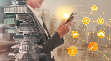 Cep telefonu ağ ve kablosuz iletişim kavramı - Internet of Things (çok), bilgi iletişim teknolojileri (ICT )