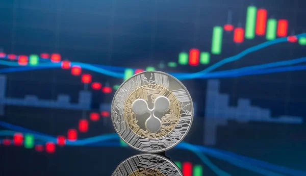 Ripple Xrp Cryptocurrency Investing Concept Physical Metal Ripple Coins Global — Stock Photo, Image