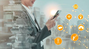 Cep telefonu ağ ve kablosuz iletişim kavramı - Internet of Things (çok), bilgi iletişim teknolojileri (ICT )