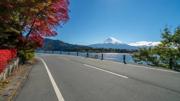 Kolorowa Jesień Mount Fuji Japonia Jezioro Kawaguchiko Jest Jednym Najlepszych — Zdjęcie stockowe