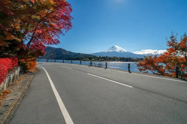 Kolorowa Jesień Mount Fuji Japonia Jezioro Kawaguchiko Jest Jednym Najlepszych — Zdjęcie stockowe