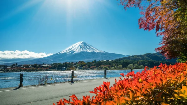 Πολύχρωμο Φθινόπωρο Στο Όρος Fuji Ιαπωνία Λίμνη Kawaguchiko Είναι Ένα — Φωτογραφία Αρχείου