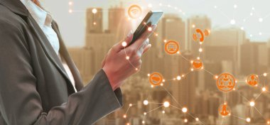 Cep telefonu ağ ve kablosuz iletişim kavramı - Internet of Things (çok), bilgi iletişim teknolojileri (ICT )